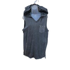 Maori Hook Women’s Hooded Sleeveless Top M Vintage Washed Look With Pocket